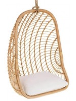 BURKLY suspended armchair in woven rattan with cushion