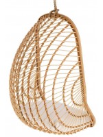 BURKLY suspended armchair in woven rattan with cushion