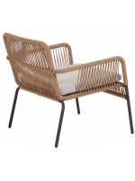 CLEO armchair in galvanized steel polyester rope and removable cushion
