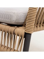 CLEO armchair in galvanized steel polyester rope and removable cushion