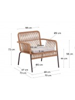 CLEO Sessel aus verzinktem Polyesterseil aus Stahl und abnehmbarem Kissen