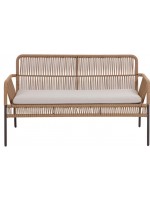CLEO 2 seater sofa 133 cm in galvanized steel polyester rope and removable cushion for indoor and outdoor use