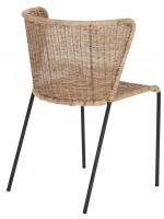 ERICA chair in hand-woven natural fiber and structure in black painted steel internal and external design