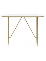 LISA console with gold metal structure and white marble effect glass top
