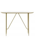 LISA console with gold metal structure and white marble effect glass top