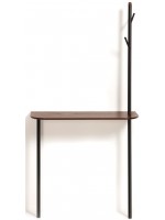 GREM console with coat rack in walnut and black metal structure