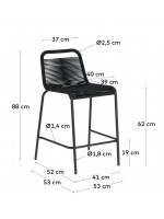 GENIUS Hocker h 62 oder 74 cm Farbwahl in Seil und Metall Design Stuhl für Hausgartenmöbel