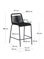 GENIUS stool h 62 or 74 cm choice of color in rope and metal design chair for home garden furniture