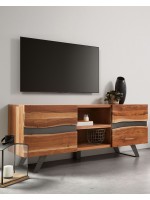 APORT meuble TV en bois d'acacia massif et détails en métal