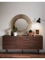MACBETH sideboard in walnut wood and mat black lacquered mdf and metal feet