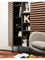 MACBETH sideboard in walnut wood and matt black lacquered mdf and metal feet