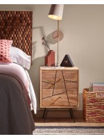 FEDEX 40x40 in wood with decorative details in metal bedside table