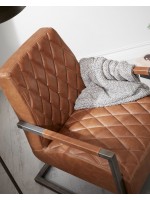 GORDON armchair in tobacco brown vintage eco-leather