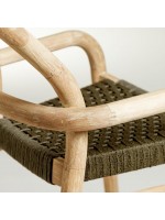 LOREN 69 or 79 cm high choice of color in rope and solid eucalyptus wood stool for outdoor or indoor use