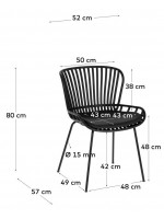 LEPUS choix de couleurs en polypropylène et pieds en métal peint et coussin en éco-cuir pour jardin et chaise de terrasse