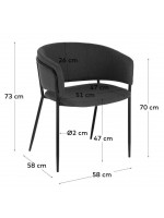 RHAMONA gris o gris oscuro estructura metálica sillón diseño living hogar estudio contrato