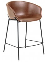 INNO 65 or 74 cm high in brown eco-leather stool metal legs design contract home