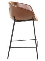 INNO 65 o 74 cm de alto en taburete de cuero ecológico marrón patas de metal diseño contrato hogar