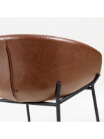 INNO 65 o 74 cm de alto en taburete de cuero ecológico marrón patas de metal diseño contrato hogar