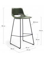 ISEO alto 76 o 65 cm scelta colore in ecopelle e gambe in metallo nero sgabello design