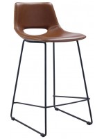 ISEO 76 o 65 cm color choice in eco-leather and legs in black metal design stool