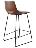 ISEO 76 o 65 cm color choice in eco-leather and legs in black metal design stool