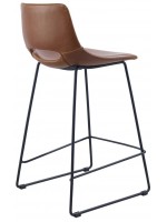ISEO 76 o 65 cm elección del color en cuero ecológico y patas en taburete de diseño en metal negro
