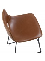 ISEO 76 o 65 cm color choice in eco-leather and legs in black metal design stool