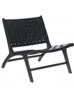 MAAK Sessel im Landhausstil aus Massivholz und schwarzen Lederstreifen