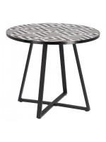 DENVER table ronde en acier galvanisé et plateau en carrelage design pour intérieur et extérieur
