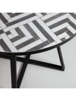DENVER Runder Tisch aus verzinktem Stahl und Designfliesen für drinnen und draußen