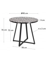 DENVER round table in galvanized steel and design tile top for indoors and outdoors