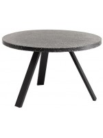 CORIK table ronde blanche ou noire en acier galvanisé et plateau en pierre pour un design extérieur et intérieur
