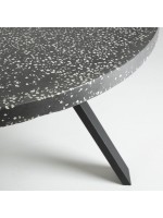 CORIK white or black round table in galvanized steel and stone top for outdoor and indoor design