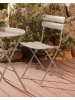 PERRY folding chair in dove gray painted metal for indoor or outdoor home bar hotel chalet restaurants ice cream parlors