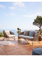BOLER divano in corda e in metallo con cuscini inclusi per interno ed esterno giardino terrazzi