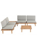 CIELO Ensemble d'extérieur composé de 4 fauteuils et 2 tables en bois d'acacia avec coussins