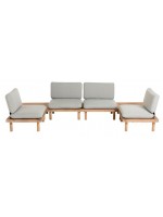 CIELO Conjunto de exterior compuesto por 4 sillones y 2 mesas de madera de acacia con cojines