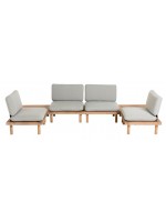 CIELO outdoor set consisting of 4 armchairs and 2 acacia wood tables with cushions