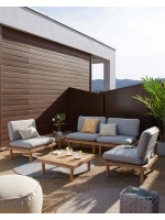 CIELO outdoor set consisting of 4 armchairs and 2 acacia wood tables with cushions