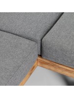 ARISA de esquina y mesa de centro con estructura de madera maciza patas de aluminio y cojines de tela