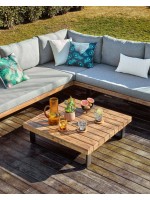 ARISA d'angle et table basse avec structure en bois massif pieds en aluminium et coussins en tissu