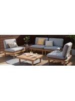 CIELO outdoor set consisting of 4 armchairs and 2 acacia wood tables with cushions