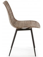BRESS in natural rattan and black metal structure chair for outdoor or indoor use