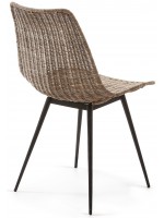 BRESS aus natürlichem Rattan und Stuhl mit schwarzer Metallstruktur für den Außen- oder Innenbereich