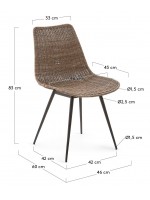 BRESS en ratán natural y silla con estructura de metal negro para uso exterior o interior