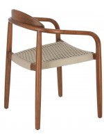 ALEGA chair in solid eucalyptus wood with walnut finish and beige cordas seat