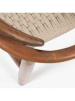 ALEGA chair in solid eucalyptus wood with walnut finish and beige cordas seat