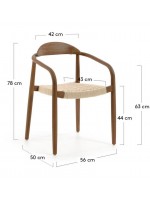 ALEGA chair in solid eucalyptus wood with walnut finish and beige cordas seat
