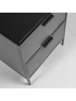 LAMA Table de chevet design industriel en métal noir